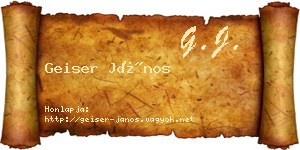 Geiser János névjegykártya